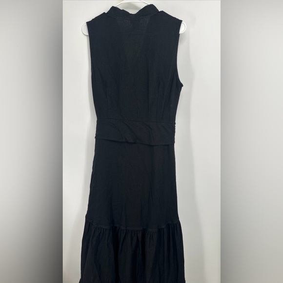 NWOT Nicole Miller Black Linen Blend Tiered Lagenlook Maxi Dress Sz small - Picture 5 of 5